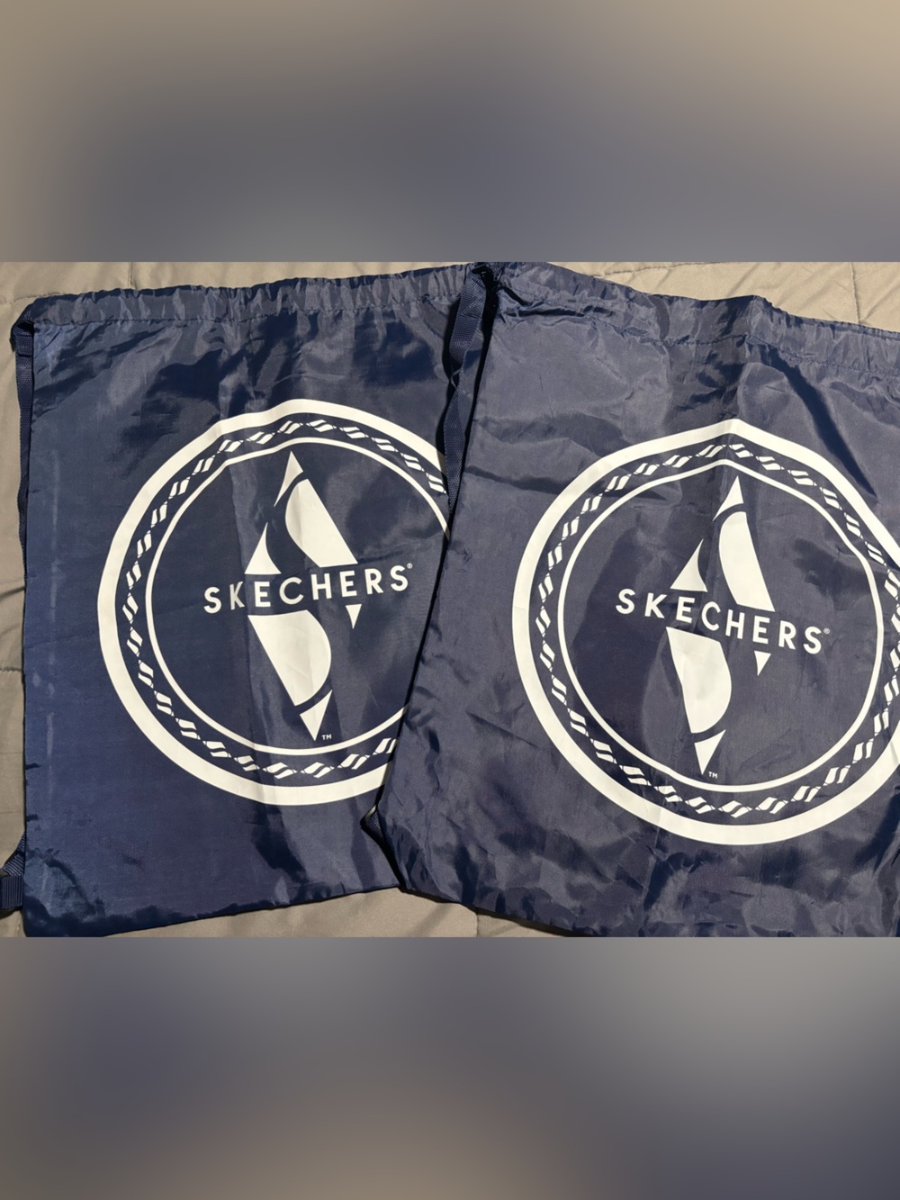 Skechers Navy and White Drawstring Bags - Set of 2